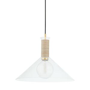 Besa 1-Light Pendant in Aged Brass