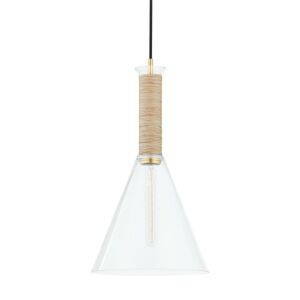 Besa 1-Light Pendant in Aged Brass