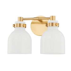 Elli 2-Light Bathroom Vanity Light and Vanity in Aged Brass