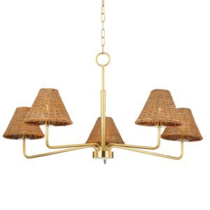 Issa 5-Light Chandelier in Aged Brass