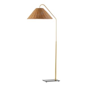 Lauren 1-Light Floor Lamp in Aged Brass with Textured Black