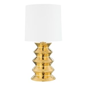 Zoe 1-Light Table Lamp in Aged Brass Ceramic Gold