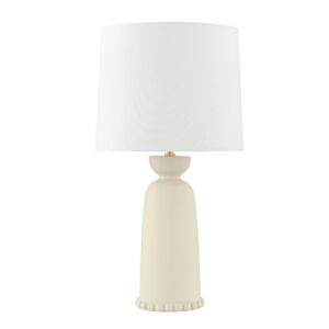 Rhea 1-Light Table Lamp in Aged Brass with Ceramic Antique Ivory