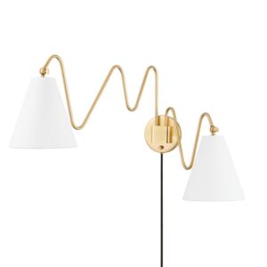 Onda 2-Light Wall Sconce in Aged Brass