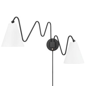 Onda 2-Light Wall Sconce in Soft Black