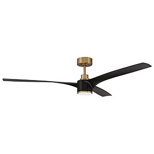 Phoebe 1-Light 60" Outdoor Ceiling Fan in Flat Black with Satin Brass