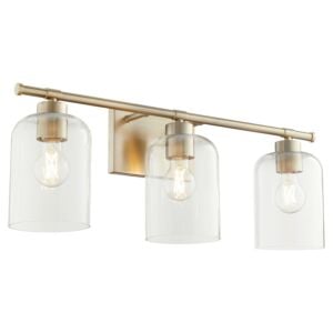 Tribute 3-Light Bathroom Vanity Light in Aged Brass