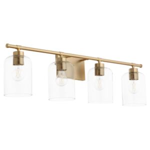 Tribute 4-Light Bathroom Vanity Light in Aged Brass