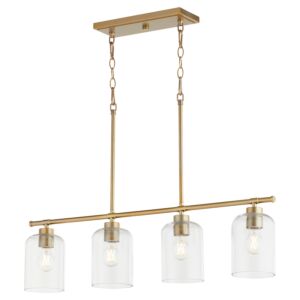 Tribute 4-Light Linear Chandelier in Aged Brass