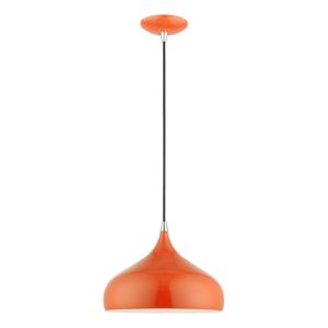 Amador 1-Light Pendant in Shiny Orange w with Polished Chrome