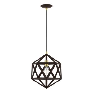 Ashland 1-Light Pendant in Bronze w with Antique Brass