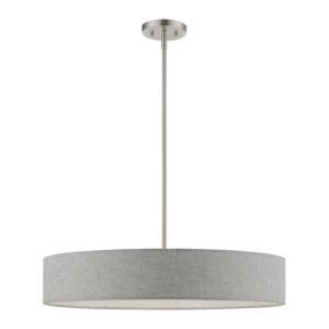 Elmhurst 5-Light Pendant in Brushed Nickel w with Shiny White