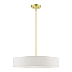 Venlo 4-Light Pendant in Satin Brass w with Shiny White