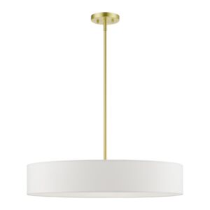 Venlo 5-Light Pendant in Satin Brass w with Shiny White