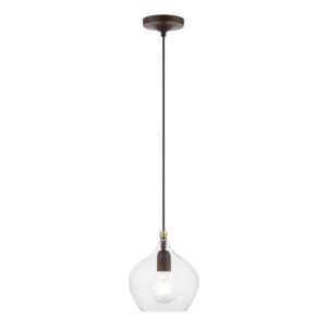 Aldrich 1-Light Pendant in Bronze w with Antique Brass