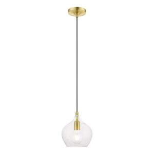 Aldrich 1-Light Pendant in Satin Brass w with Polished Brass