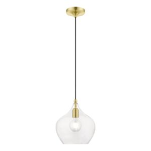 Aldrich 1-Light Pendant in Satin Brass w with Polished Brass