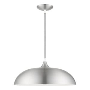 Amador 1-Light Pendant in Brushed Aluminum w with Polished Chrome