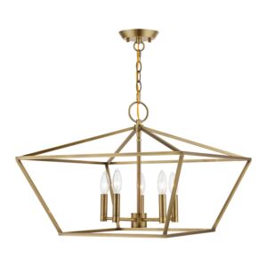 Devone 5-Light Chandelier in Antique Brass