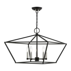 Devone 5-Light Chandelier in Black w with Brushed Nickel