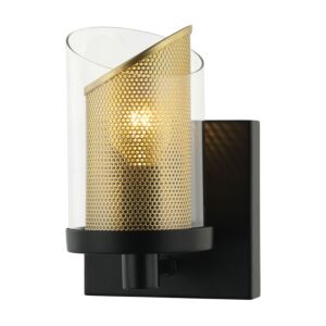 So Inclined 1-Light Bathroom Vanity Light in Black with Gold