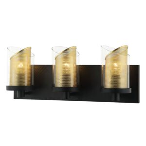 So Inclined 3-Light Bathroom Vanity Light in Black with Gold