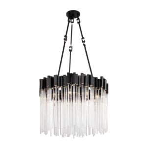 Matrix 9-Light Pendant in Matte Black with French Gold