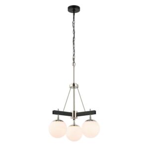 Allie 3-Light Chandelier in Black with Polished Nickel