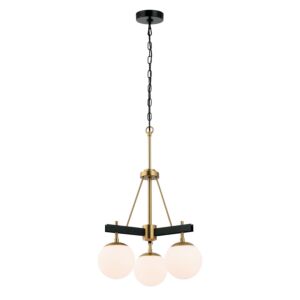 Allie 3-Light Chandelier in Black with Satin Brass