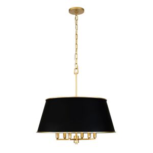 Coco 6-Light Pendant in Matte Black with French Gold