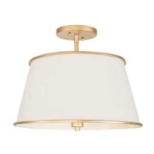 Coco 4-Light Semi-Flush Mount in Matte White with French Gold