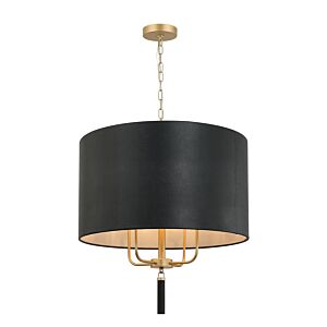 Secret Agent 4-Light Pendant in Painted Gold with Black Leather