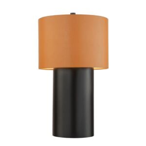 Secret Agent 1-Light Table Lamp in Black with Camel Leather