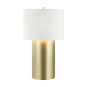 Secret Agent 1-Light Table Lamp in Painted Gold with White Leather