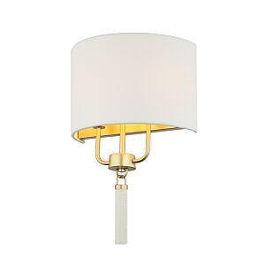 Secret Agent 2-Light Wall Sconce in Painted Gold with White Leather