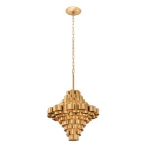 Totally Tubular 5-Light Foyer Pendant in Antique Gold with Carbon Black