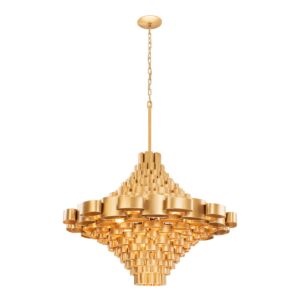 Totally Tubular 17-Light Foyer Pendant in Antique Gold with Carbon Black