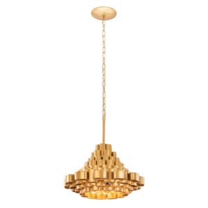 Totally Tubular 4-Light Pendant in Antique Gold with Carbon Black