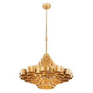 Totally Tubular 10-Light Pendant in Antique Gold with Carbon Black