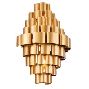 Totally Tubular 2-Light Wall Sconce in Antique Gold with Carbon Black