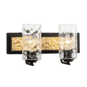 Hammer Time 2-Light Bathroom Vanity Light in Carbon with French Gold