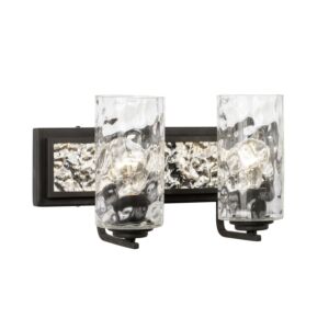 Hammer Time 2-Light Bathroom Vanity Light in Carbon with Polished Stainless