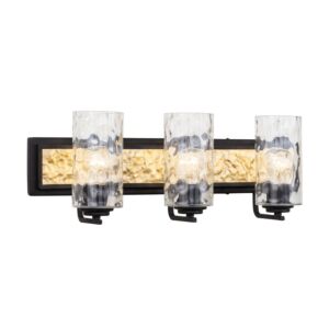 Hammer Time 3-Light Bathroom Vanity Light in Carbon with French Gold