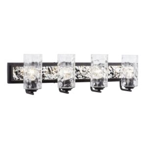 Hammer Time 4-Light Bathroom Vanity Light in Carbon with Polished Stainless