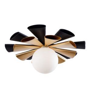 Daphne 1-Light Convertible Flush Mount with Wall Sconce in Matte Black/French Gold