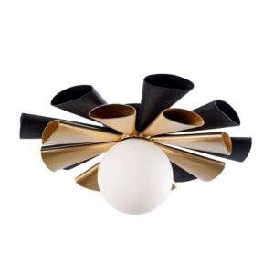 Daphne 1-Light Convertible Flush Mount with Wall Sconce in Matte Black/French Gold