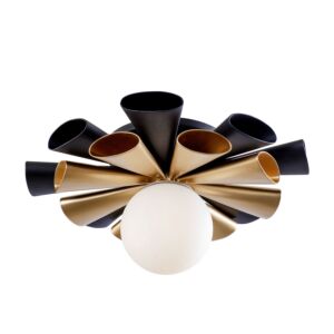 Daphne 1-Light LED Convertible Flush Mount with Wall Sconce in Matte Black/French Gold