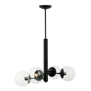 Mid-Century 4-Light Chandelier in Black