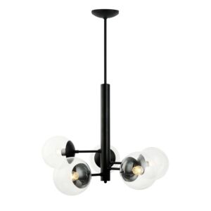 Mid-Century 5-Light Chandelier in Black