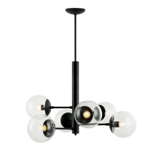 Mid-Century 6-Light Chandelier in Black